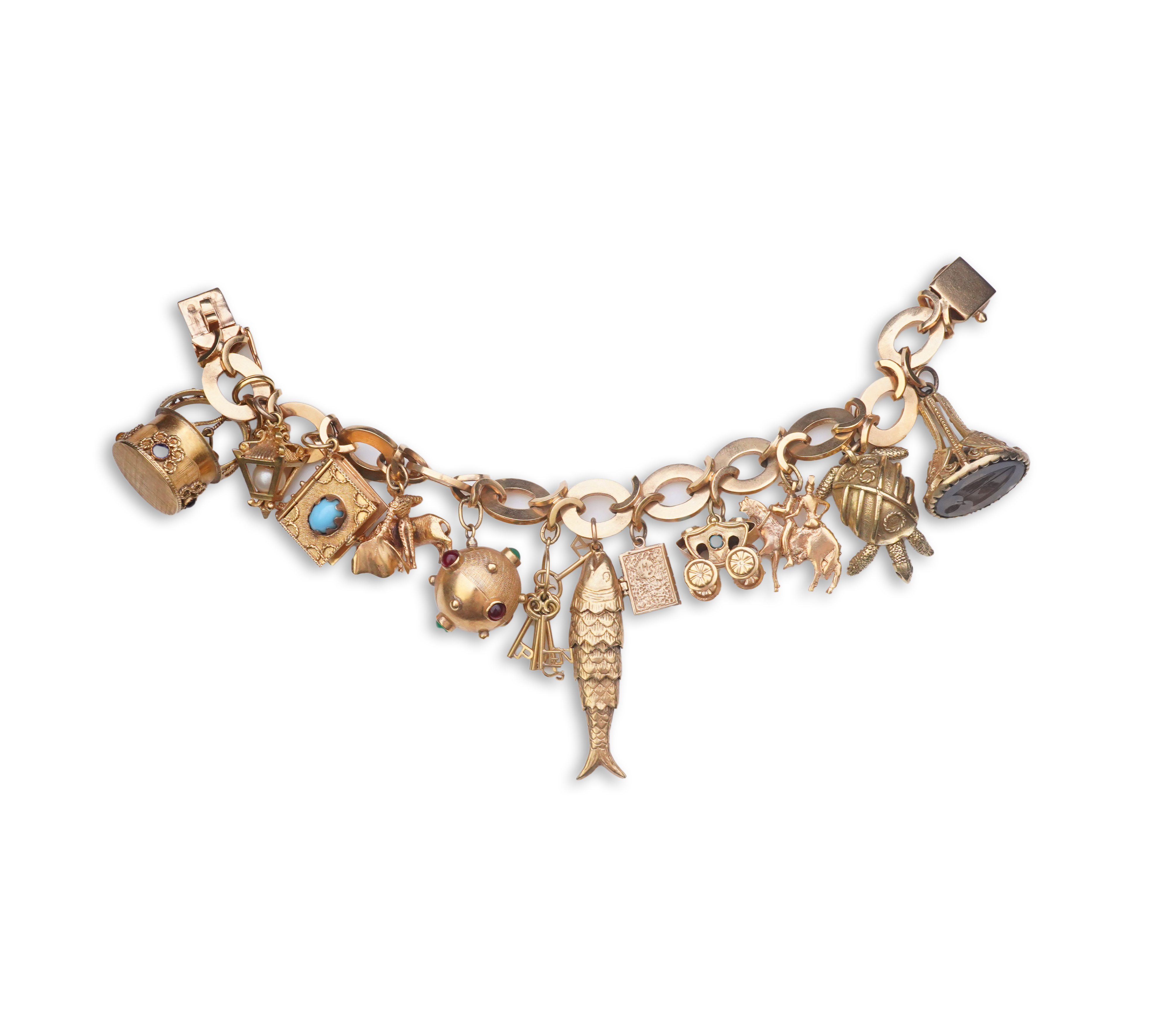 A gold charm bracelet